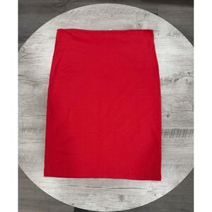 Olivia Blu Red/Orange Pencil Skirt XL Stretch Bodycon Gold Back Zipper Knee